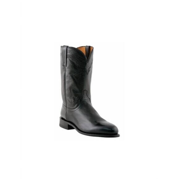 NEW LUCCHESE men's lawrence western boots in black lonestar